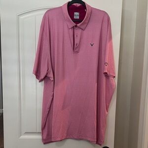 Callaway Men's Polo Shirt in Pink Grid Design